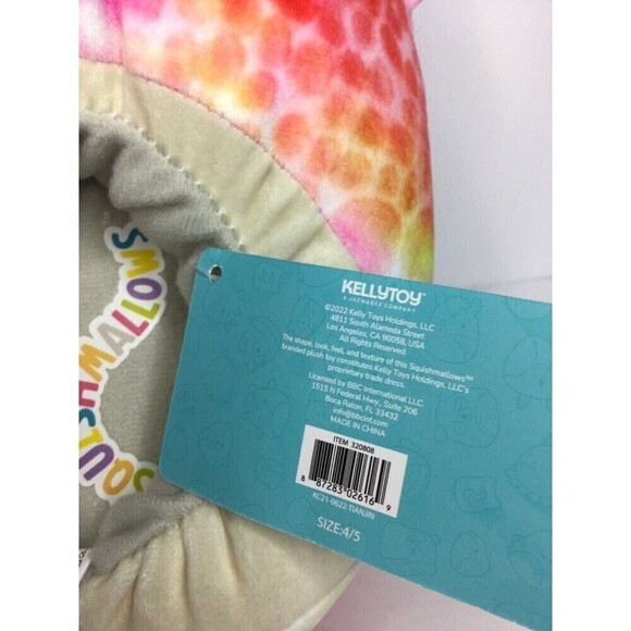 KellyToy Squishmallows Trinity Dino Kids Size 4/5 Pink Plush Slip-On Slipper - Picture 4 of 6